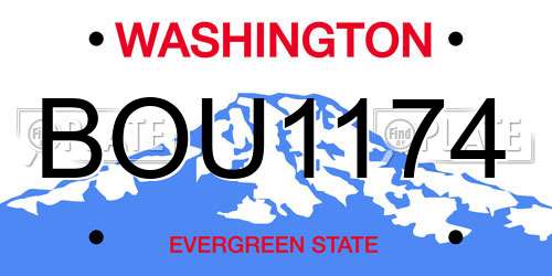 BOU1174 Washington License Plate
