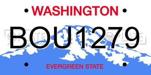 BOU1279 Washington License Plate