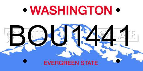 BOU1441 Washington License Plate