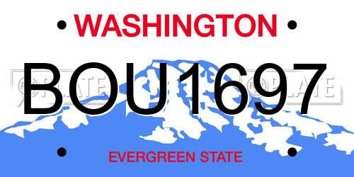 BOU1697 Washington License Plate