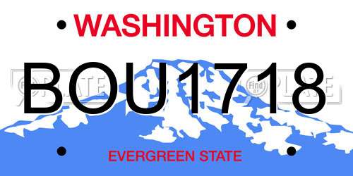 BOU1718 Washington License Plate