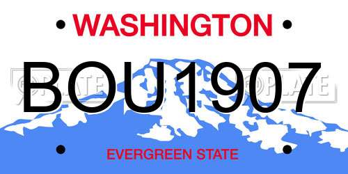 BOU1907 Washington License Plate