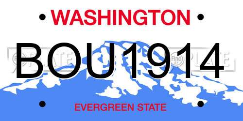 BOU1914 Washington License Plate
