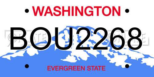 BOU2268 Washington License Plate