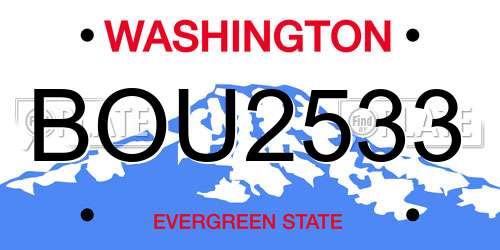 BOU2533 Washington License Plate