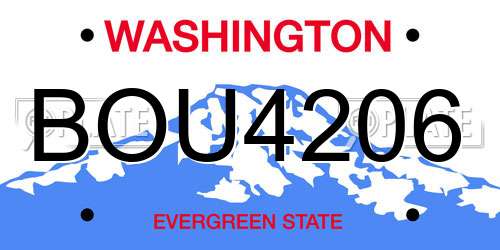 BOU4206 Washington License Plate