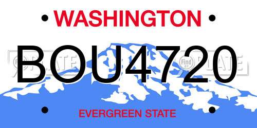 BOU4720 Washington License Plate