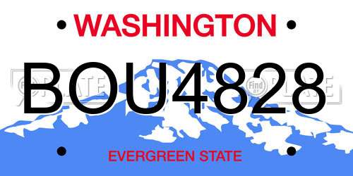 BOU4828 Washington License Plate