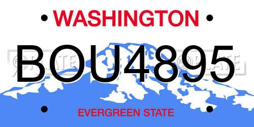 BOU4895 Washington License Plate