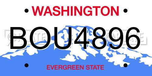 BOU4896 Washington License Plate