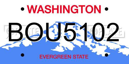 BOU5102 Washington License Plate