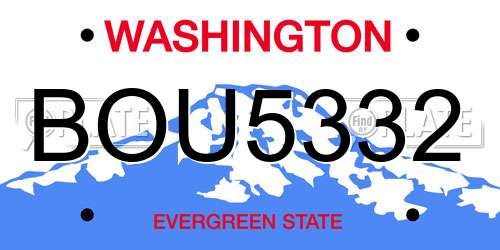 BOU5332 Washington License Plate