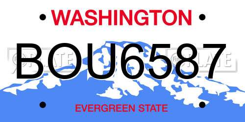 BOU6587 Washington License Plate