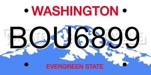 BOU6899 Washington License Plate