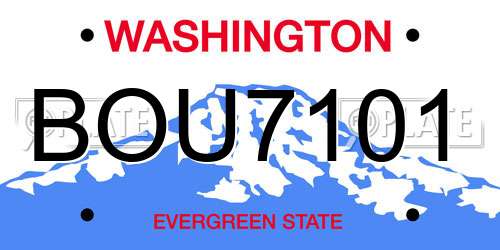 BOU7101 Washington License Plate