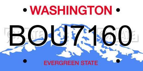 BOU7160 Washington License Plate