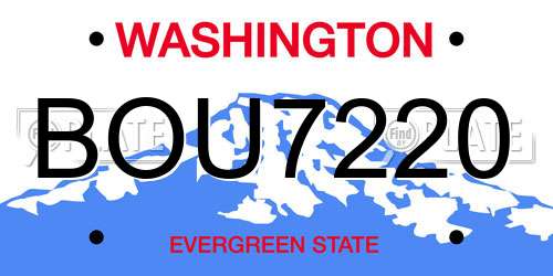 BOU7220 Washington License Plate