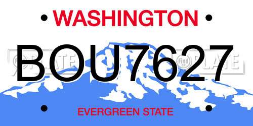 BOU7627 Washington License Plate