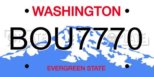 BOU7770 Washington License Plate