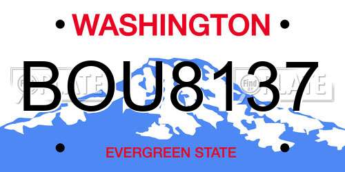 BOU8137 Washington License Plate