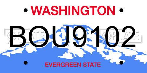 BOU9102 Washington License Plate