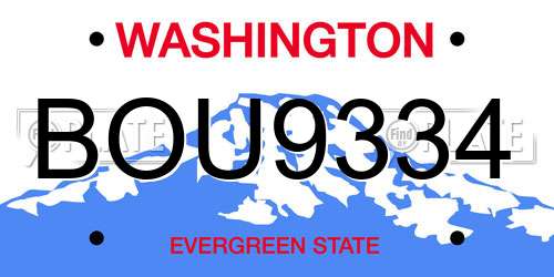 BOU9334 Washington License Plate