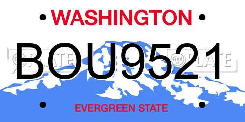 BOU9521 Washington License Plate