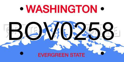 BOV0258 Washington License Plate