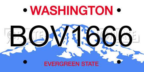 BOV1666 Washington License Plate