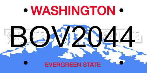 BOV2044 Washington License Plate