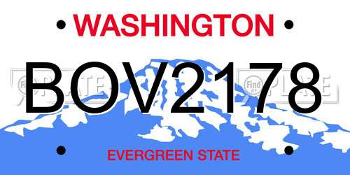 BOV2178 Washington License Plate
