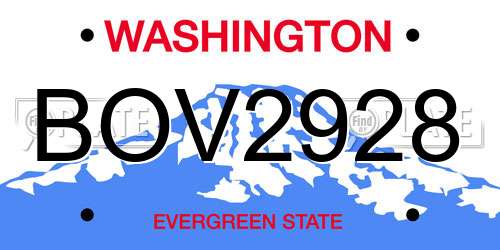 BOV2928 Washington License Plate