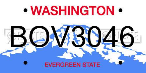 BOV3046 Washington License Plate