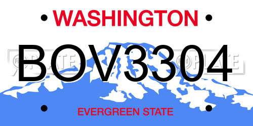 BOV3304 Washington License Plate