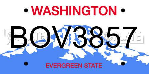 BOV3857 Washington License Plate
