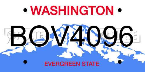 BOV4096 Washington License Plate