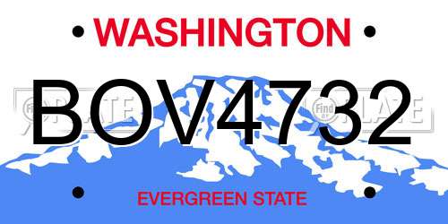 BOV4732 Washington License Plate