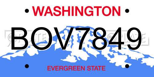 BOV7849 Washington License Plate