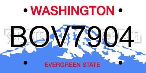 BOV7904 Washington License Plate