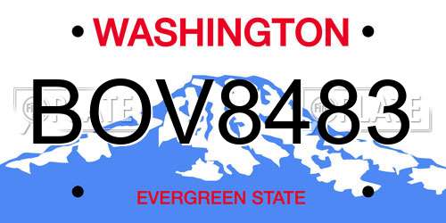 BOV8483 Washington License Plate