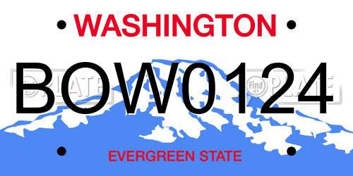 BOW0124 Washington License Plate
