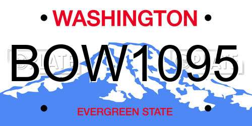 BOW1095 Washington License Plate