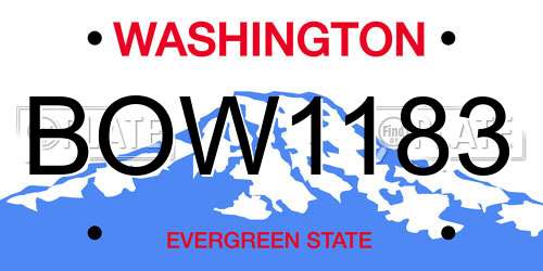 BOW1183 Washington License Plate