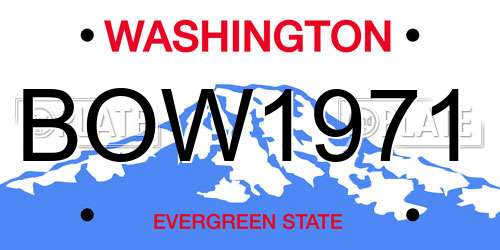 BOW1971 Washington License Plate