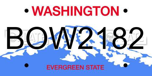 BOW2182 Washington License Plate