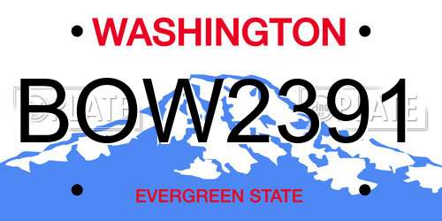 BOW2391 Washington License Plate