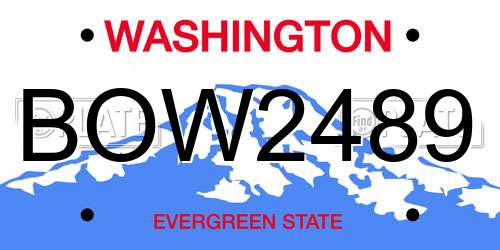 BOW2489 Washington License Plate