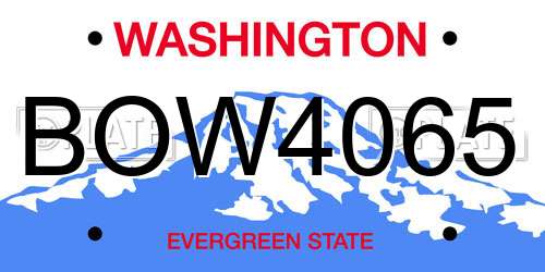 BOW4065 Washington License Plate