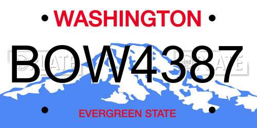 BOW4387 Washington License Plate