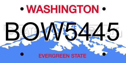 BOW5445 Washington License Plate